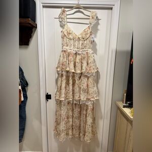 V. Chapman Jolie Corset Ruffle Lace Maxi Gown - I have sizes 6,8 and 10